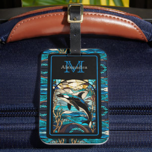 Etiqueta Para Maletas La vida moderna de la playa azul Orca Ballena en e