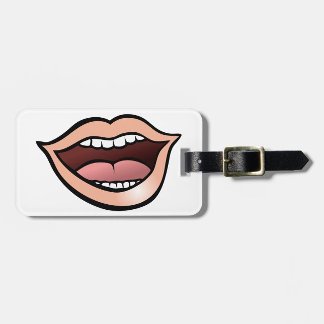 Etiqueta Para Maletas Labios Boca Dientes Lengua (Frente Horizontal)