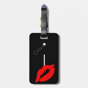Etiqueta Para Maletas Labios de beso Black Red Lipstick Idaho USA I Mono
