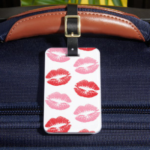 Etiqueta Para Maletas Labios rojos y rosados, patrón de labios, labios, 