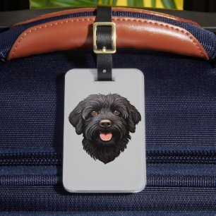 Etiqueta Para Maletas Labradoodle Perro Negro