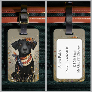 Etiqueta Para Maletas Labrador de Black Lab Patriótico Whimsical