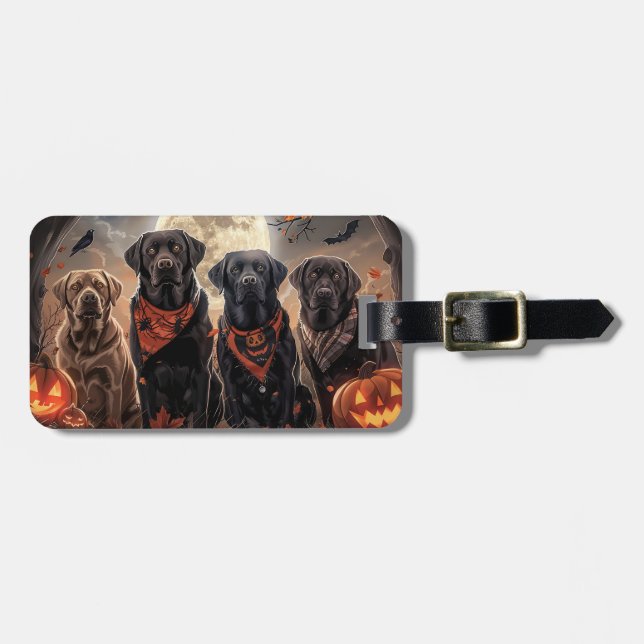 Etiqueta Para Maletas Labrador Halloween Spooky (Frente Horizontal)
