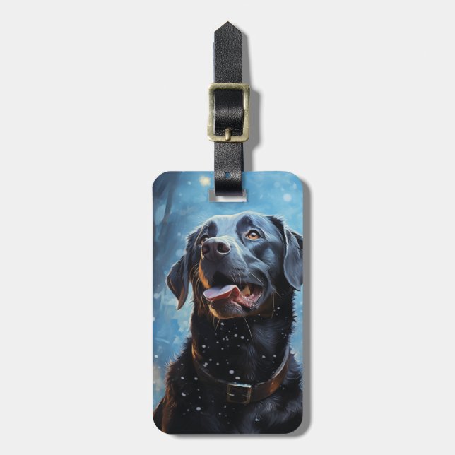 Etiqueta Para Maletas Labrador negro (Frente Vertical)