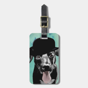 Etiqueta Para Maletas Labrador negro en Gorra Bowler