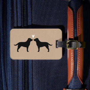 Etiqueta Para Maletas Labrador negro recupera siluetas con corazón