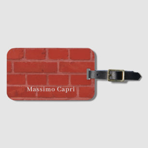 Etiqueta Para Maletas Ladrillos rojos minimalistas Elegante nombre propi