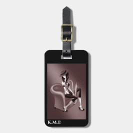 Etiqueta Para Maletas Lady Saxophonist con el Festival de Jazz de Vintag