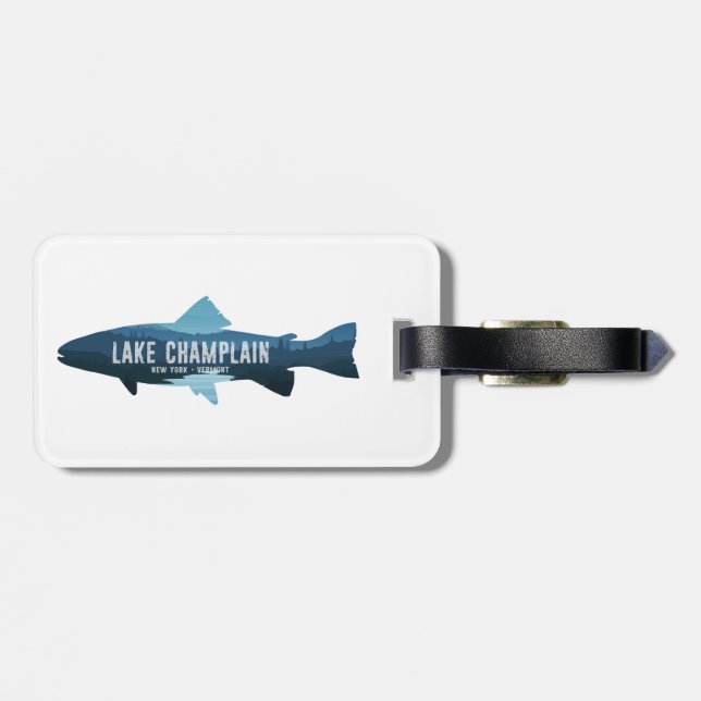 Etiqueta Para Maletas Lago Champlain Nueva York Vermont Pesca (Atrás Horizontal)
