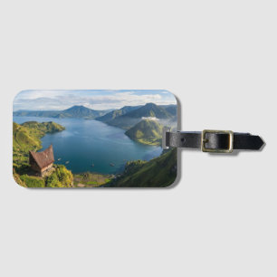Etiqueta Para Maletas Lago Toba Sumatra Indonesia Paisaje Volcánico