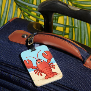 Etiqueta Para Maletas Langosta linda en la playa