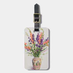 Etiqueta Para Maletas Larkspur y gladiolos en un florero marroquí