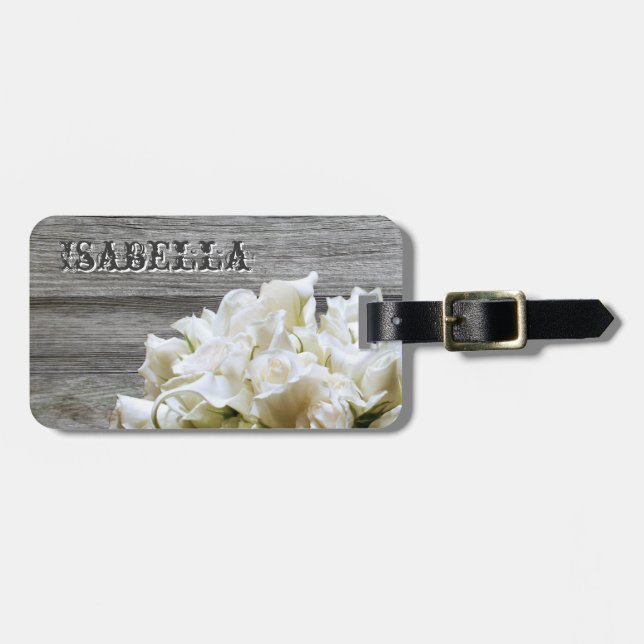 Etiqueta Para Maletas Las flores blancas rústicas personalizaron la (Frente Horizontal)