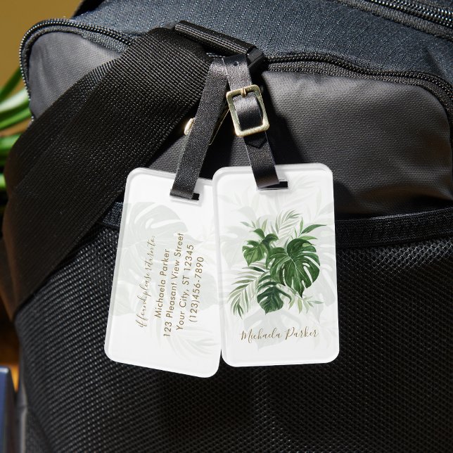 Etiqueta Para Maletas Las hojas tropicales modernas personalizadas (Subido por el creador)