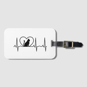Etiqueta Para Maletas Latido de gato con corazón