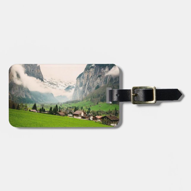 Etiqueta Para Maletas Lauterbrunnen Suiza estilizado (Frente Horizontal)