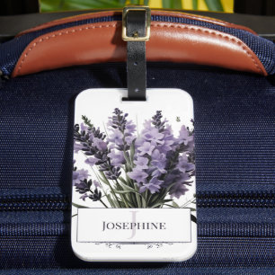 Etiqueta Para Maletas Lavanda con color de agua personalizada