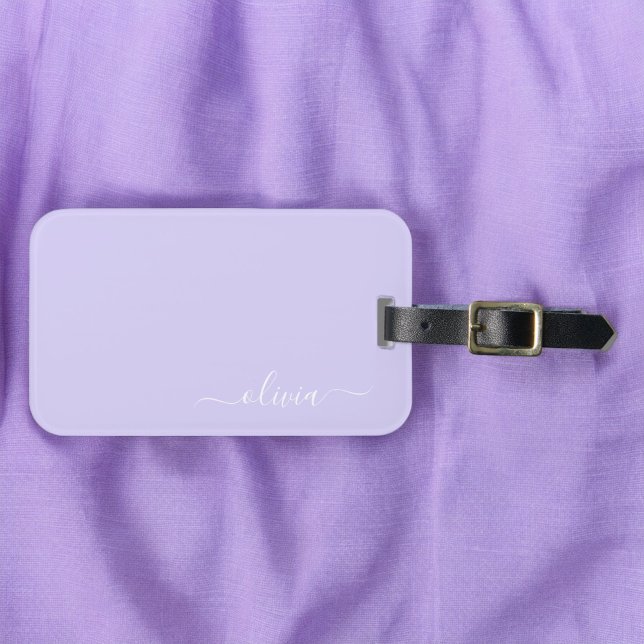 Etiqueta Para Maletas Lavender Purple Girly Script Monograma Nombre mode (Subido por el creador)