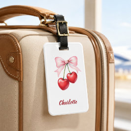 Etiqueta Para Maletas Lazo de cereza rosa nombre
