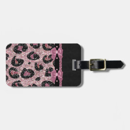 Etiqueta Para Maletas Lazos de cinta de estampado de leopardo rosa RAB R