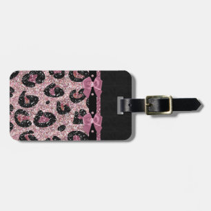 Etiqueta Para Maletas Lazos de cinta de estampado de leopardo rosa RAB R
