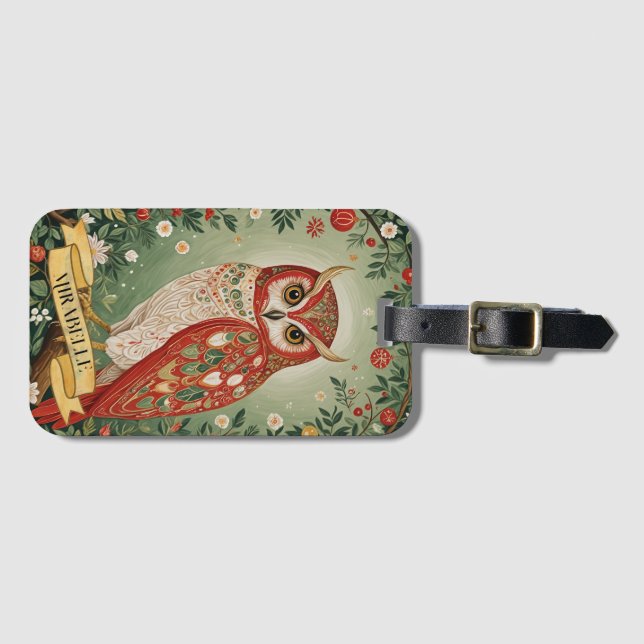 Etiqueta Para Maletas Lechuza Festiva Personalizada (Anverso horizontal)