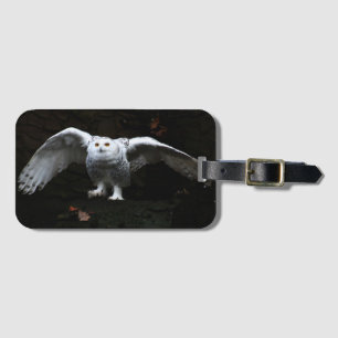 Etiqueta Para Maletas Lechuza nevada con alas abiertas bc ltcna