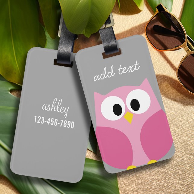 Etiqueta Para Maletas Lechuza Personalizado pequeña - Nombre personaliza (Personalized Luggage Tag)