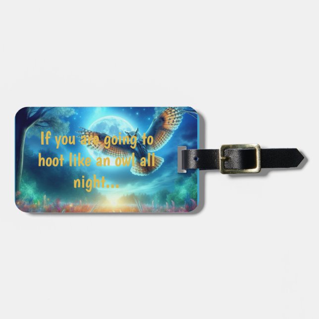 Etiqueta Para Maletas Lechuza y águila matutina: travesías celestes (Frente Horizontal)