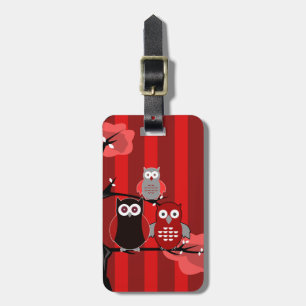 Etiqueta Para Maletas Lechuzas rojas