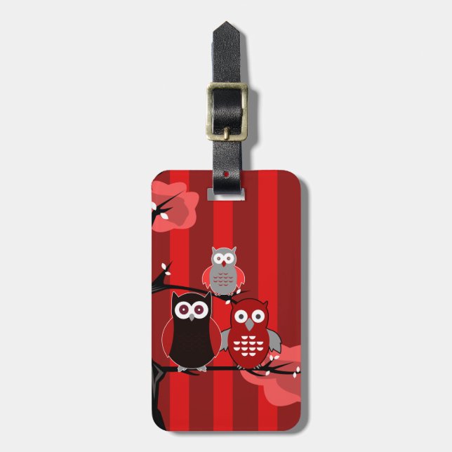 Etiqueta Para Maletas Lechuzas rojas (Frente Vertical)