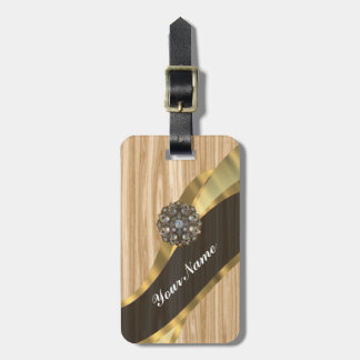 Etiqueta Para Maletas Leña de roble marrón claro de bonito personalizada