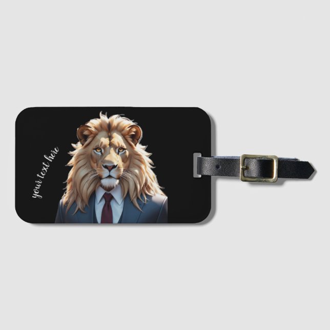 Etiqueta Para Maletas león con traje (Anverso horizontal)