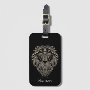 Etiqueta Para Maletas León Tribal Metálico Personalizado Genial