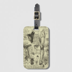 Etiqueta Para Maletas Leonardo da Vinci Anatomía Humana Vintage Larynx L