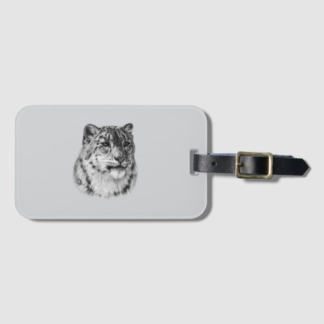 Etiqueta Para Maletas Leopardo de la nieve de mano (Anverso horizontal)