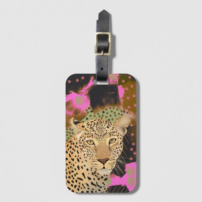 Etiqueta Para Maletas Leopardo Mesmerizante (Anverso vertical)