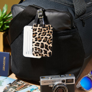 Etiqueta Para Maletas Leopardo negro cremoso