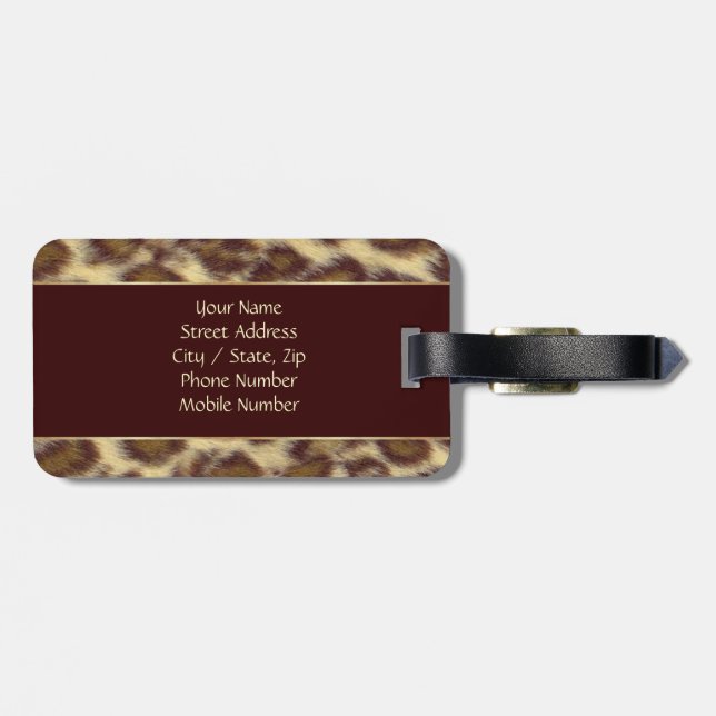 Etiqueta Para Maletas Leopardo (personalizable) (Atrás Horizontal)
