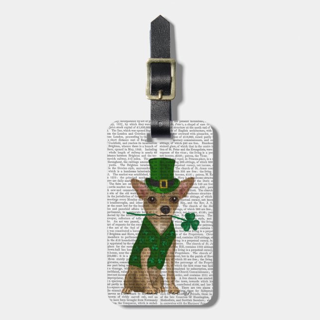 Etiqueta Para Maletas Leprechaun de la chihuahua (Frente Vertical)