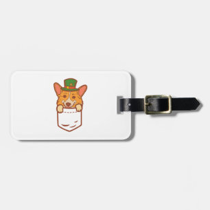Etiqueta Para Maletas Leprechaun Welsh Corgi Pocket St Patricks Day Masc