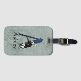 Etiqueta Para Maletas Letra A de conejo blanco de maravilla