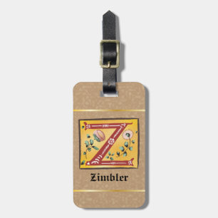 Etiqueta Para Maletas Letra floral medieval iluminada monograma Z