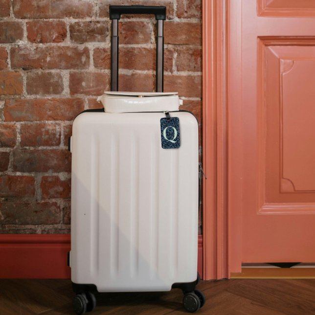 Etiqueta Para Maletas Letra floral monogramada clásica Q azul (Subido por el creador)