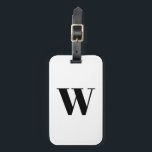 Etiqueta Para Maletas Letra inicial del monograma del personalizado blan<br><div class="desc">Personalizar,  personalizar monograma,  inicial,  letra negro y blanco moderno elegante guión de moda clásica elegante refinado etiqueta de equipaje elegante</div>