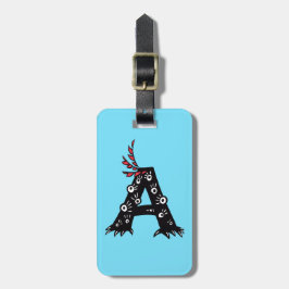 Etiqueta Para Maletas Letra inicial monstruo gracioso para niños