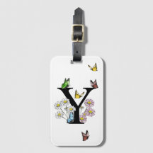 Letra Y Monograma mariposa floral inicial