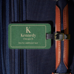 Etiqueta Para Maletas Letras Caqui Modernas sobre Estampado de Denim Ver