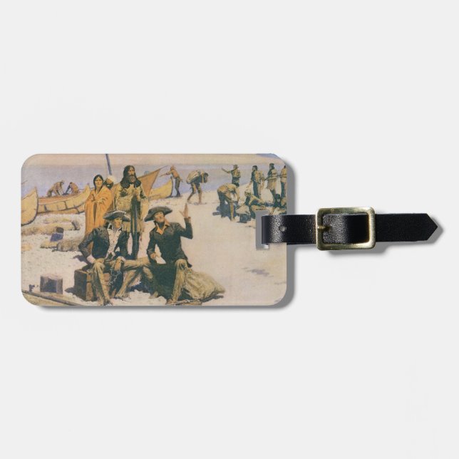 Etiqueta Para Maletas Lewis y Clark en el río Columbia (Frente Horizontal)