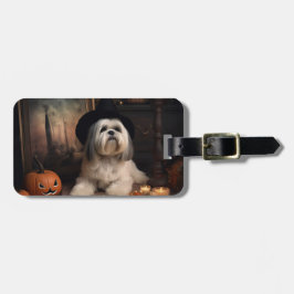 Etiqueta Para Maletas Lhasa Apso Pumpkins Halloween Scary
